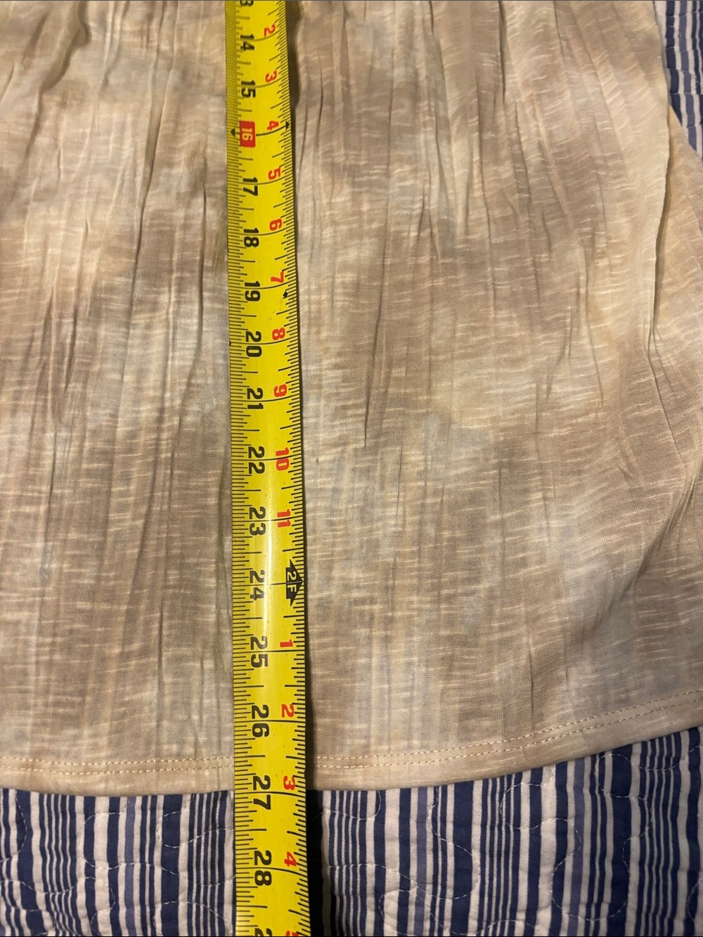 Sleeveless Beige Cream Top with navy Crochet Yoke - Picture 5 of 5